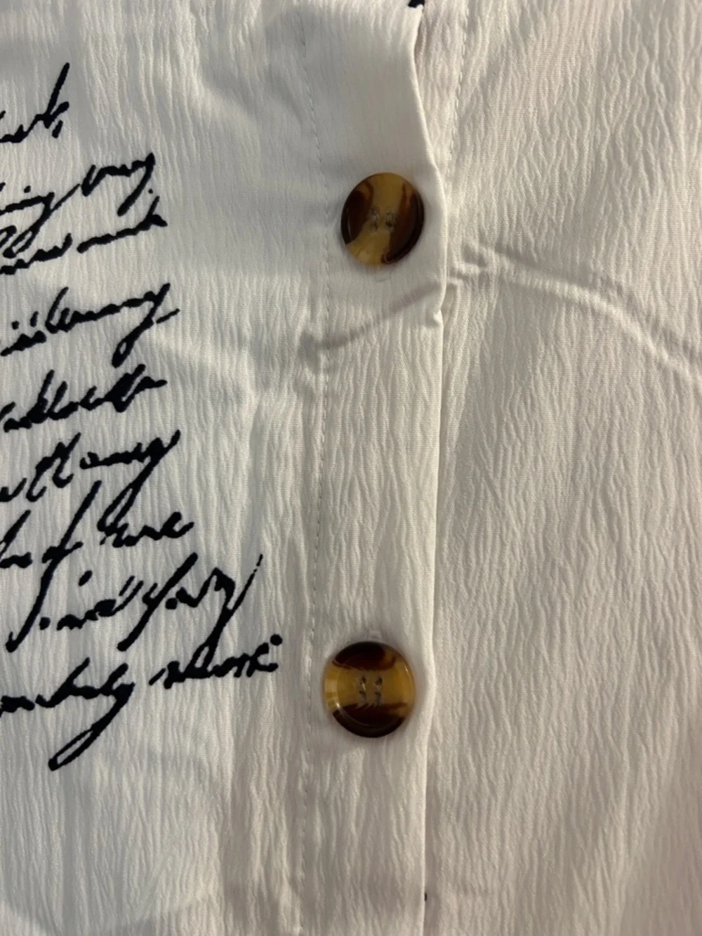 White Script Print Button-Front Maxi Skirt with lining - Picture 5 of 8